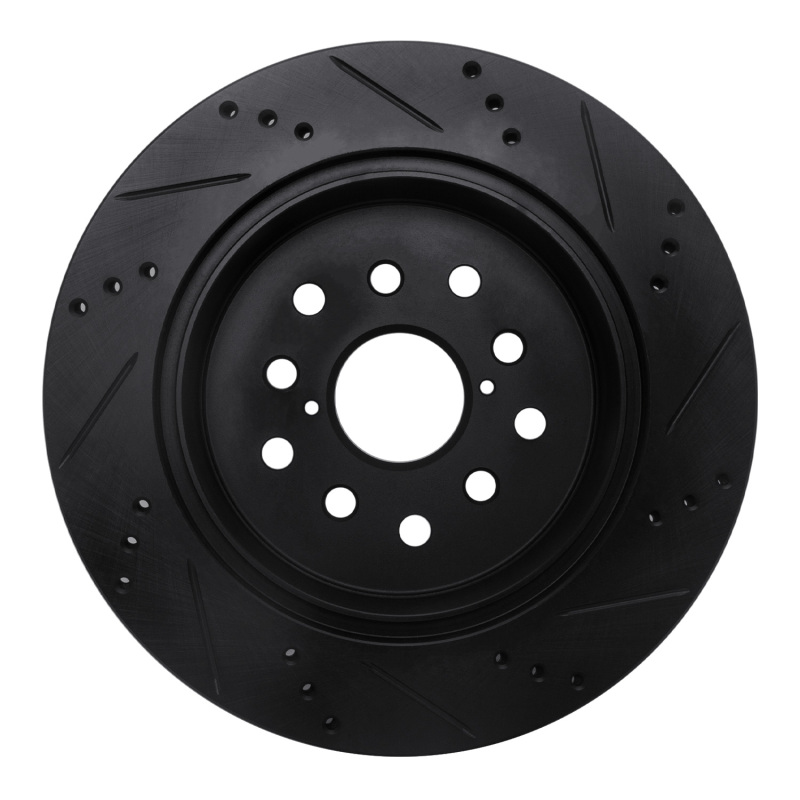 Lexus LS430 Brake Rotor (1) - Rear Left - R1 Concepts - Drilled & Slotted - Black - `01-`06